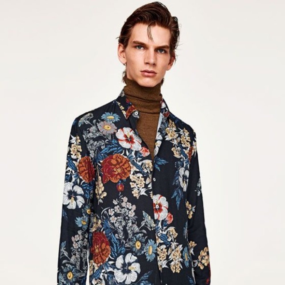 Zara Blue Floral Button-up